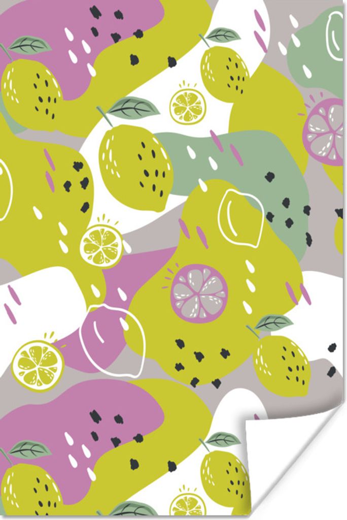 MuchoWow Poster Sommer - Zitronen - Flecken 20x30 cm - Papierdruck