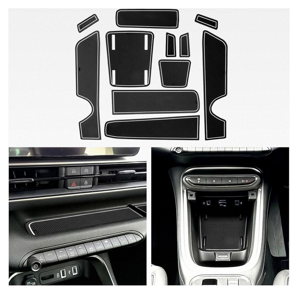 Kompatibel mit Jeep Avenger 2023 2024 2025 Avenger EV Hybrid, Gummimatten für Mittelkonsole, rutschfeste Becherhaltermatte, Armlehne Zubehör (Weiß)