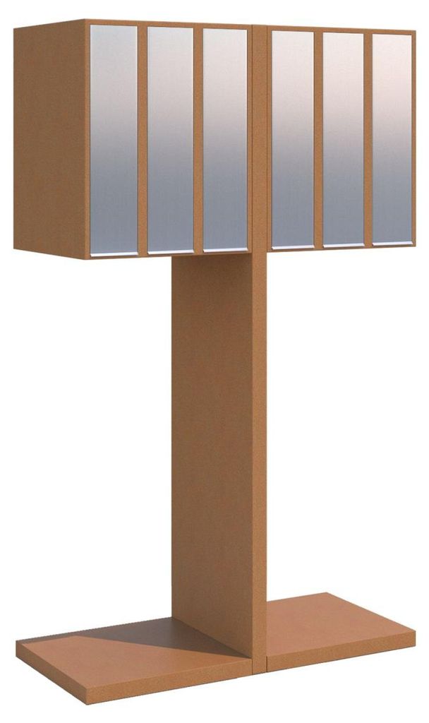 Briefkastenanlage Hermes Clone for Six in Rost mit Edelstahlklappe