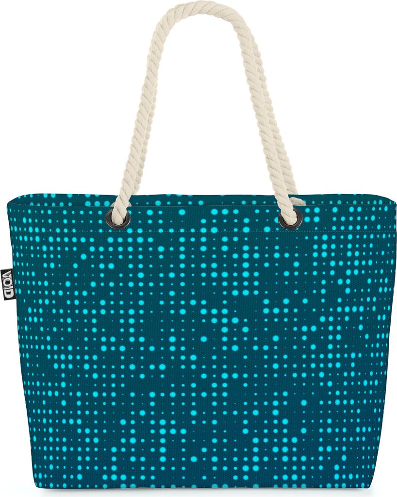 VOID Pixel Blau Grün Strandtasche Shopper 58x38x16cm 23L XXL Einkaufstasche Tasche Reisetasche Beach Bag