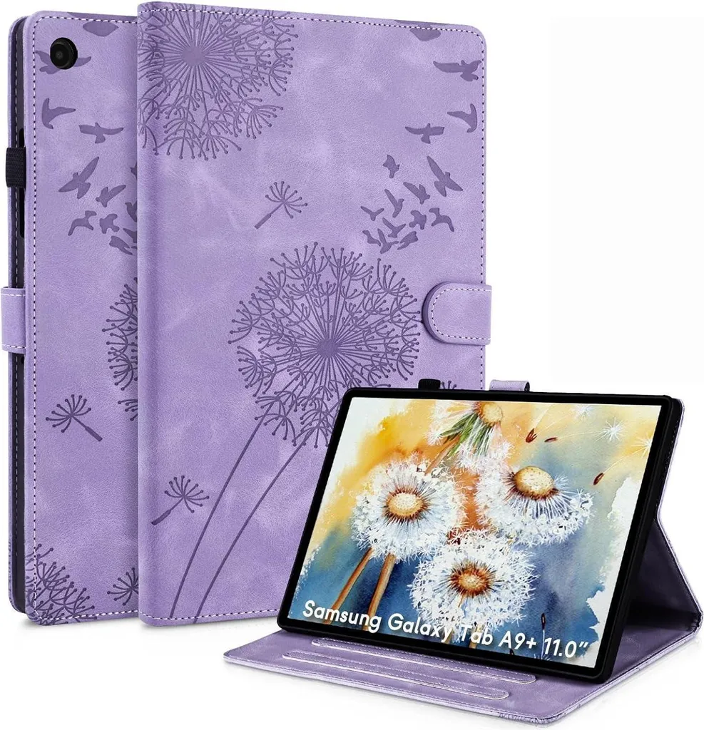 Coque Samsung Galaxy Tab A9+ 11" anti-choc, protège-écran violet chic