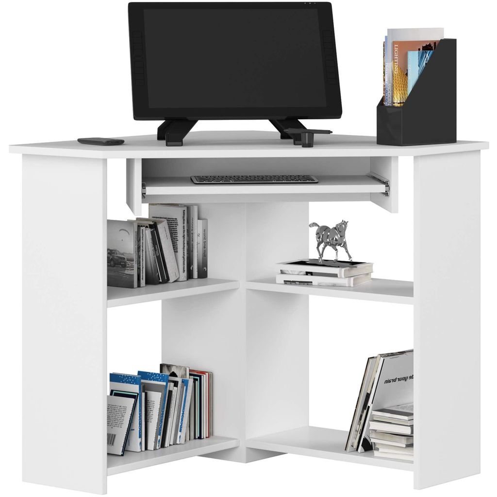 Eckschreibtisch 80x80 cm Computertisch mit Tastaturauszug Ecklösung Matt 74 cm hoch