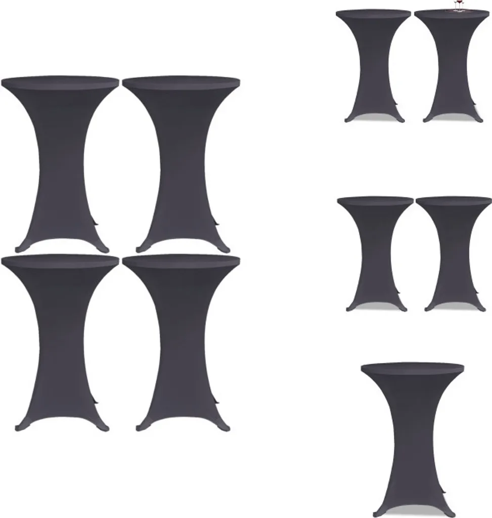 vidaXL Copritavolo elasticizzato 4 pezzi 60 cm antracite - Coperture