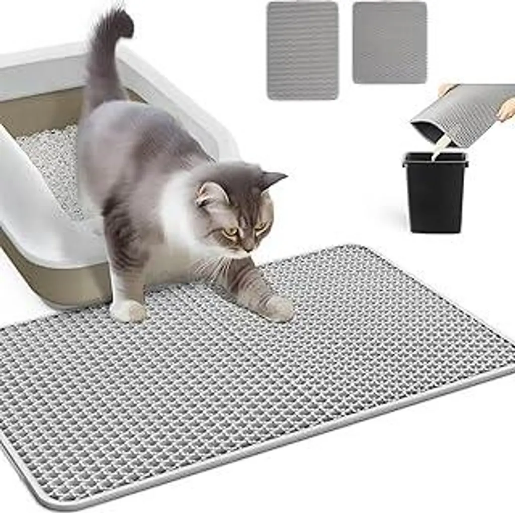 2 Tappetini Lettiera Gatto | Addio Sabbia sulle Zampe | Grigio Chic