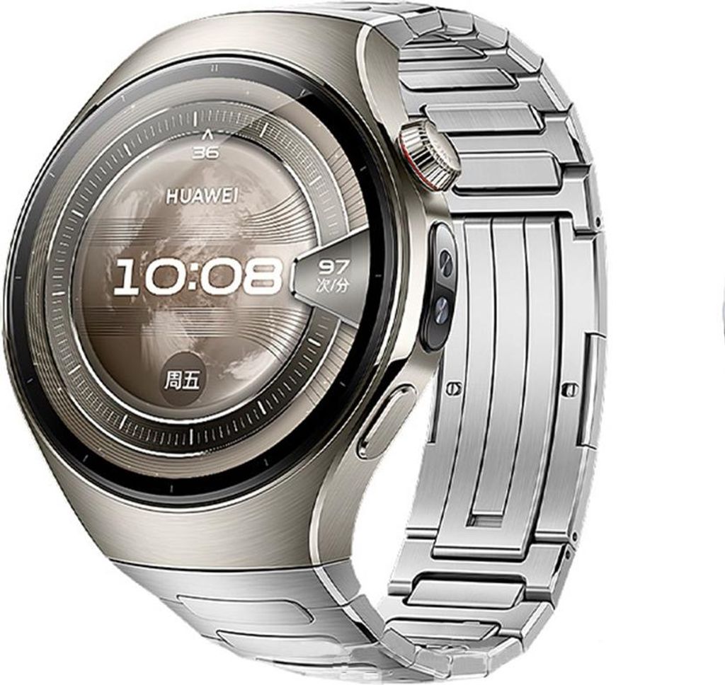 INF Huawei WATCH5 Titanlegierung Armband 18,3cm Metall Faltschließe für Alltag Silber 46 mm
