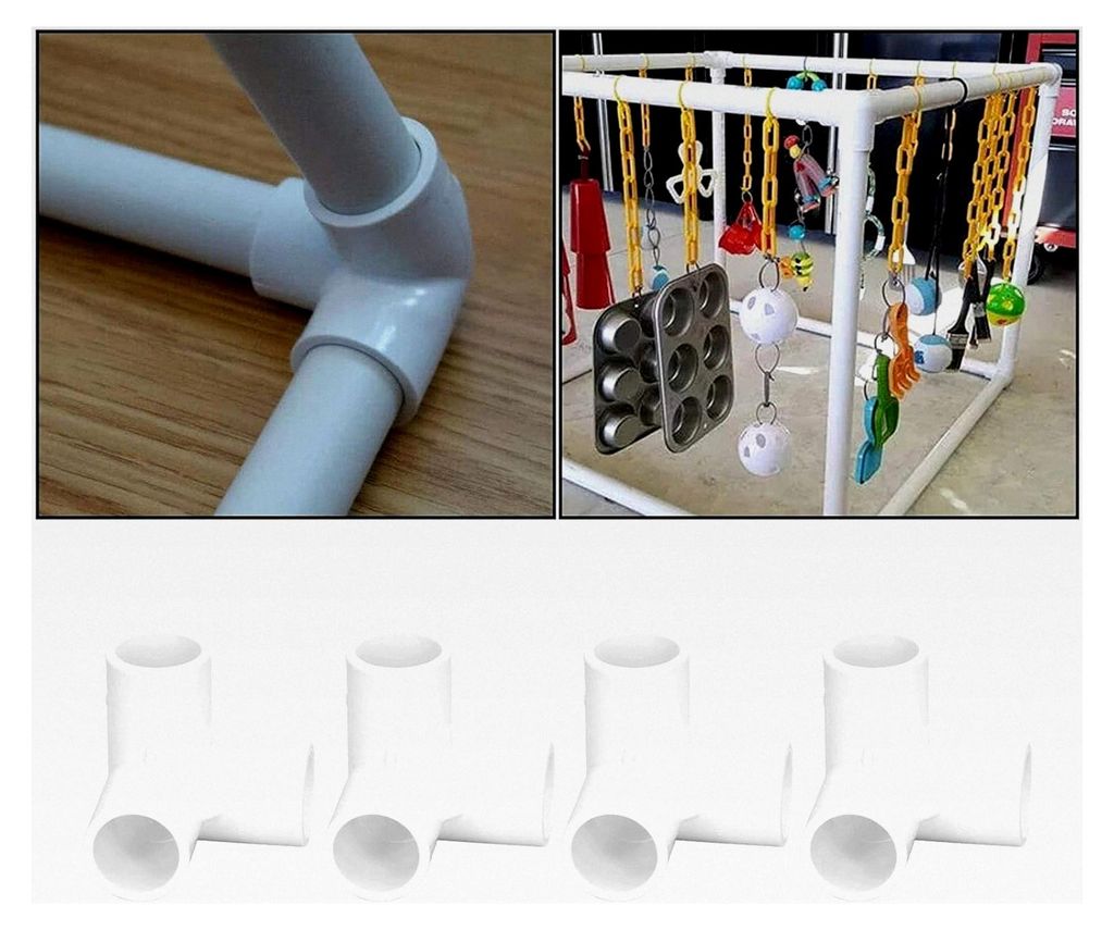 10 Stück PVC Rohrverschraubungen für den Gewächshausbau - Winkelgelenk und T-Eckverbinder aus Kunststoff, 20mm Innendurchmesser, rechtwinklig