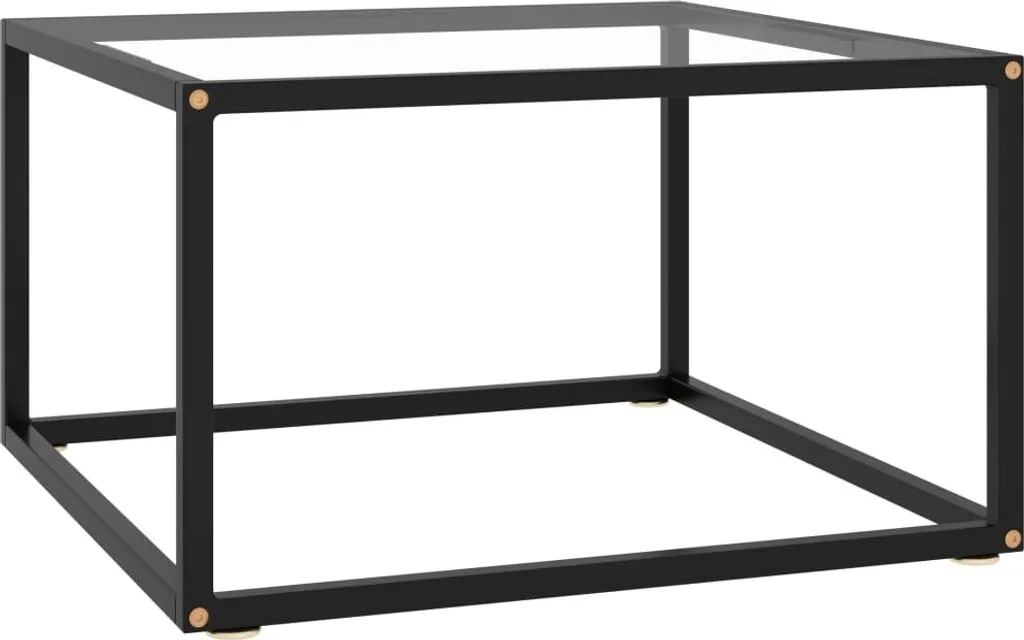 Tavolino Basso Nero 60x60x35: Vetro Temperato Antigraffio e Acciaio