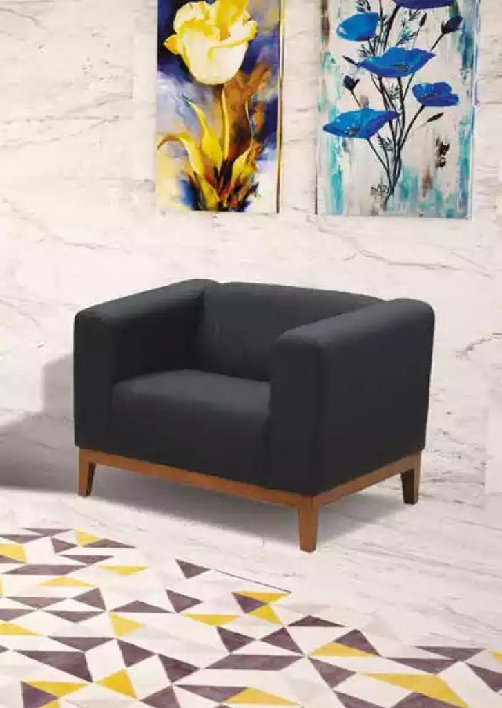 Polstermöbel Graue Sofagarnitur Dreisitzer Sessel Set Arbeitszimmer Set 3+1