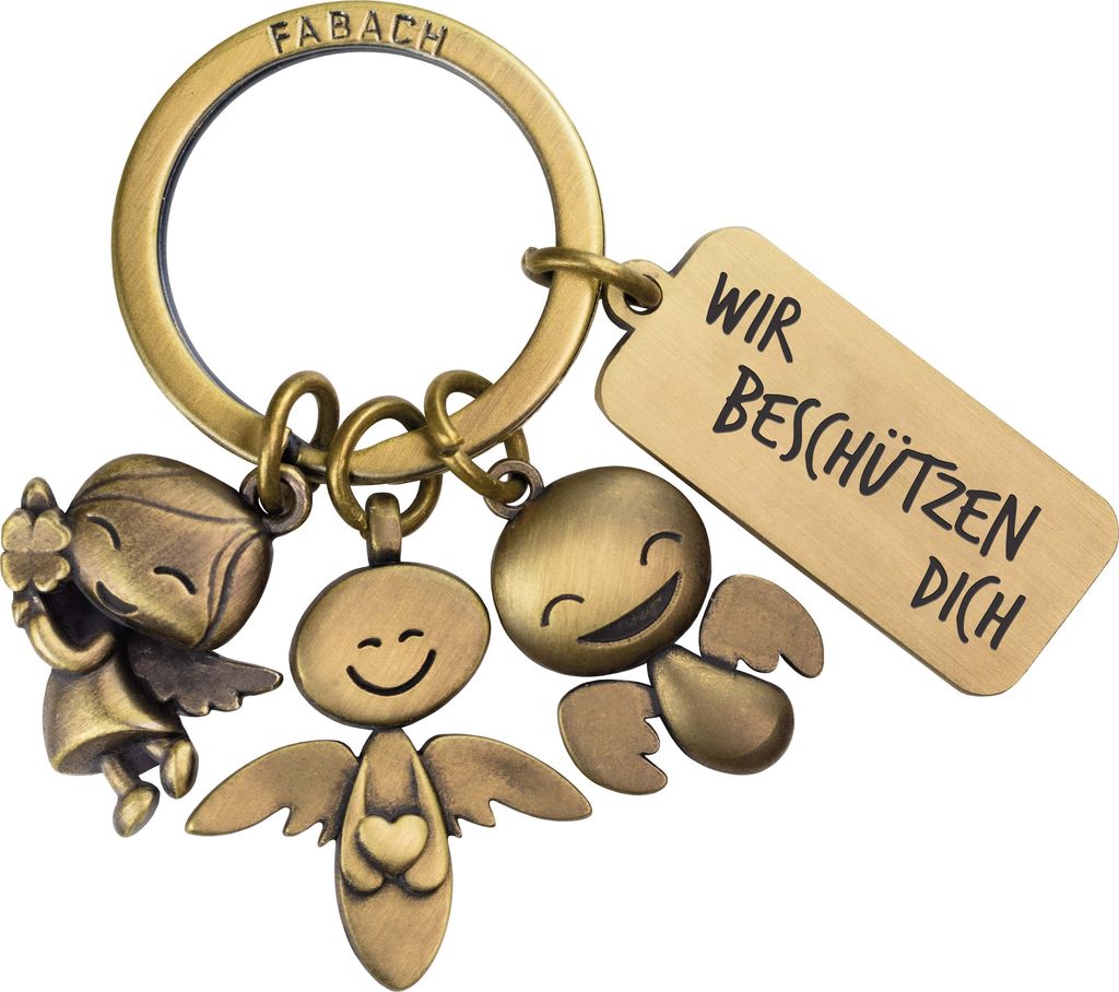 FABACH Schutzengel Schlüsselanhänger 3 Engel mit Gravur - Auto Schlüsselanhänger Fahr vorsichtig aus Metall für Autofahrer - Geschenk Glücksb...