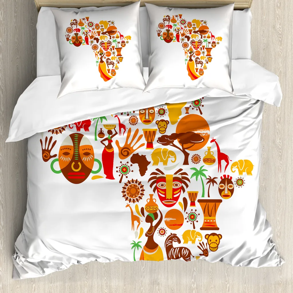 Set Copripiumino ABAKUHAUS Mappa Africa 200x200 Ipoallergenico Design