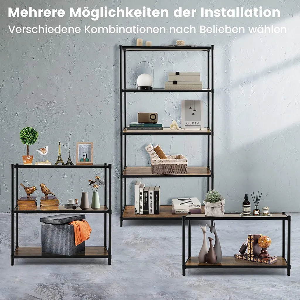 Étagère de Rangement 80x29x154 cm Bibliothèque Industrielle Modulable