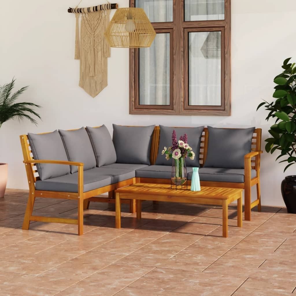4-tlg. Garten-Lounge-Set mit Auflagen Massivholz Akazie , Gartenmöbel-Sets Design 2024