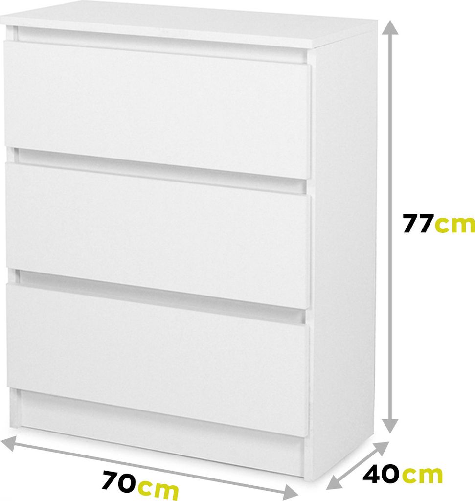 Schöne moderne Kommode 70x35x76cm mit 3 Schubladen | Produktbild 5