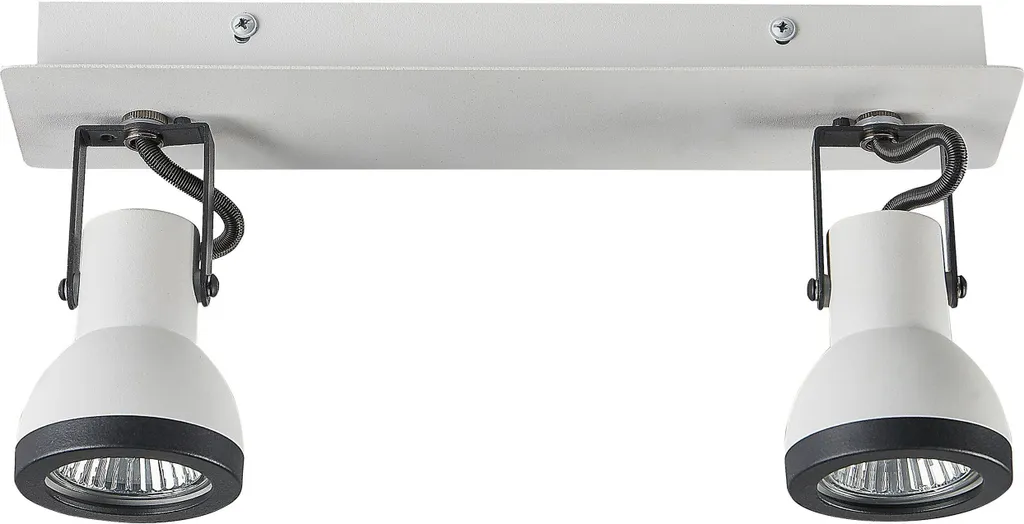 Spot de Plafond Design avec 2 Abat-jours Coniques Métal Blanc et Noir