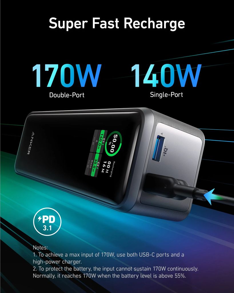 Anker Prime, Power Bank 27650 Mah, Czarny, A1340011