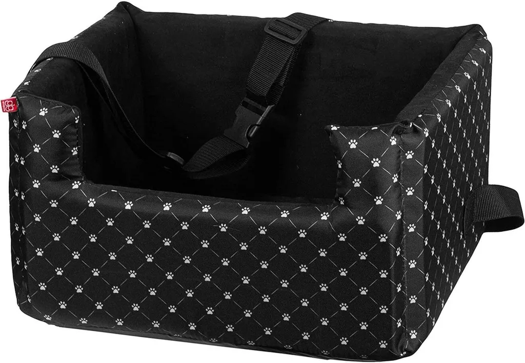 Siège auto pour chiens et chats noir et blanc M 47x40 cm avec ceinture