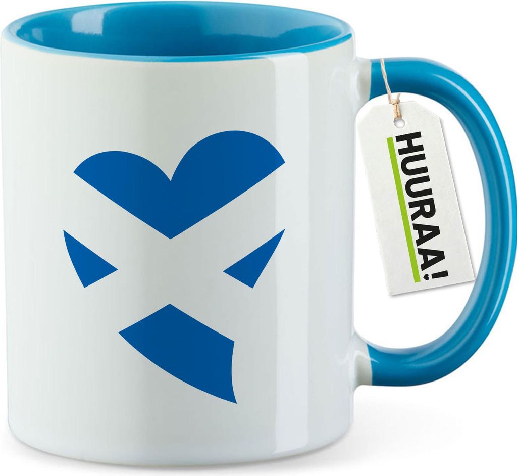 Huuraa Kaffeetasse Schottland Flagge Herz 330ml Blau Keramik Kaffeebecher Geschenkidee