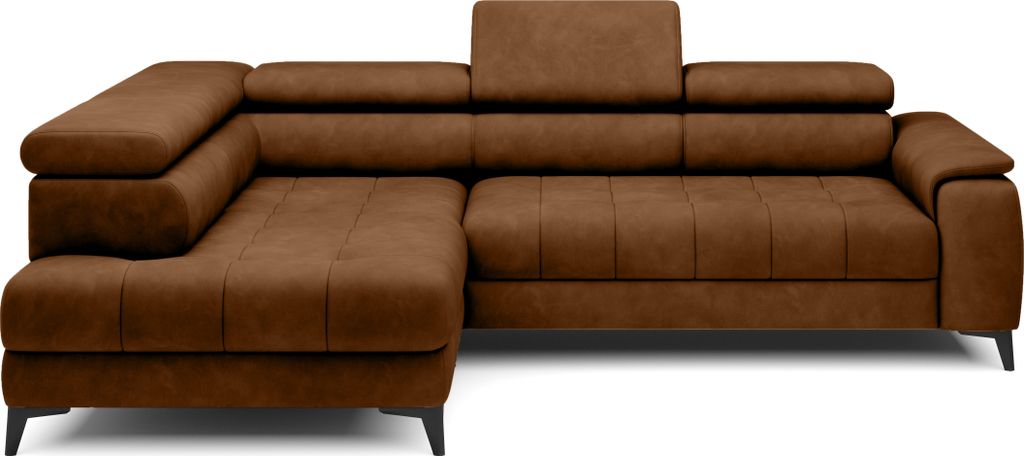 DomoHome Ecksofa Freistehend Mit Schlaffunktion Und Verstellbaren Kopfstützen, Chaiselongue, Linke Seite, 278×197×76/98 cm, Schlaffläche: 88×2...