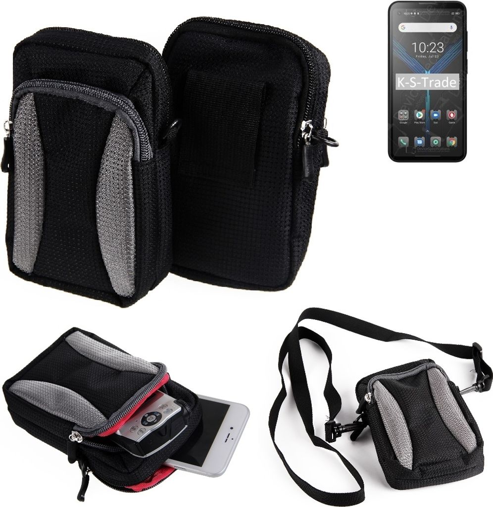 K-S-Trade Holster Schutz Hülle kompatibel mit Blackview BL5000 Handy Hülle Gürteltasche Umhängetasche mit Zusatzfach schwarz