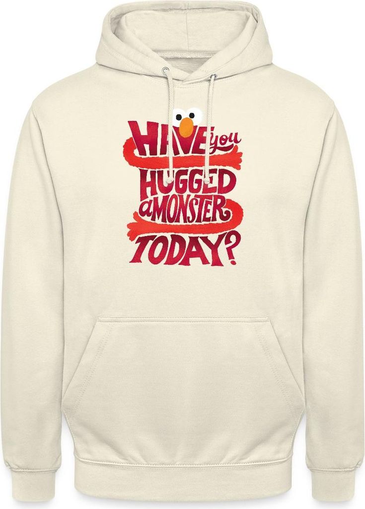Spreadshirt Sesamstraße Design Have You Hugged A Monster Today Uni Hoodie, S, Vanille-Milchshake