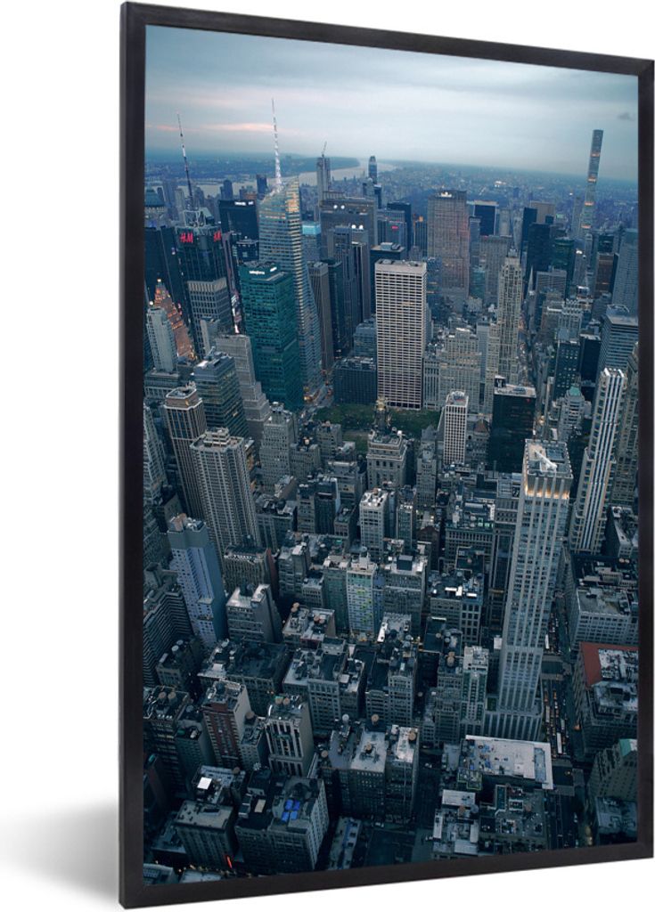 MuchoWow Gerahmtes Poster Skyline - Architektur - New York - Amerika 20x30 cm - Poster mit Schwarzem Bilderrahmen Wandposter Rahmen Foto Bilder -...