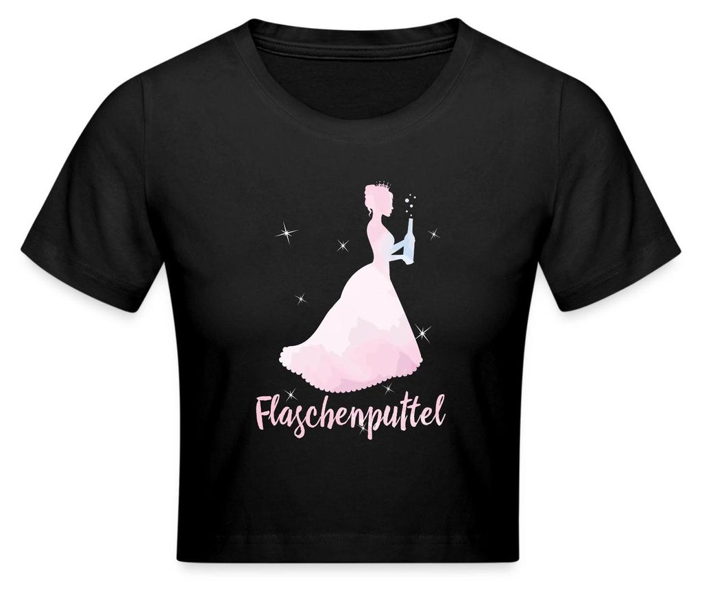 Spreadshirt Flaschenputtel JGA Junggesellinnenabschied Party Crop Top, XL, Schwarz