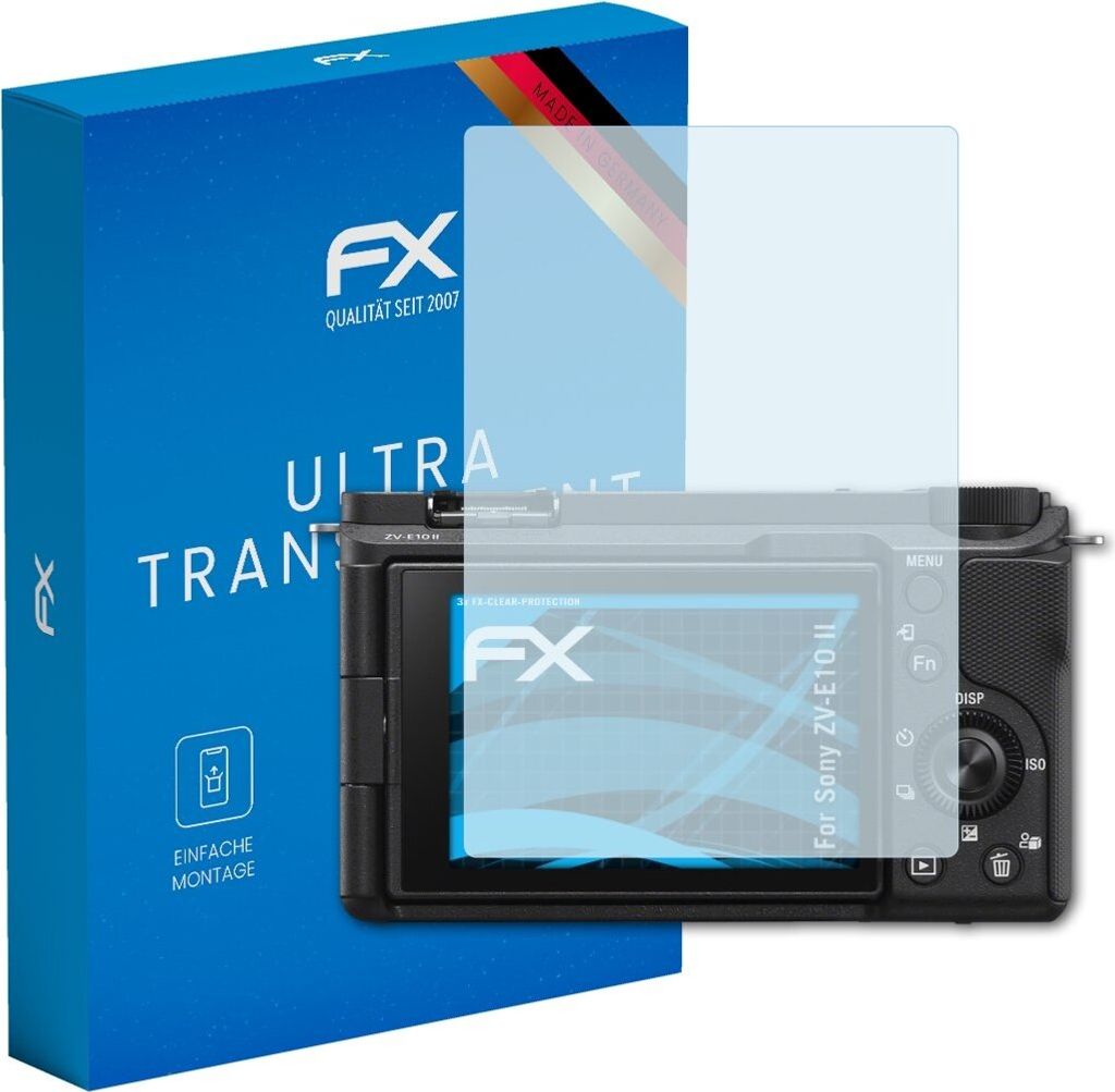 atFoliX FX-Clear 3x Schutzfolie kompatibel mit Sony ZV-E10 II Displayschutzfolie