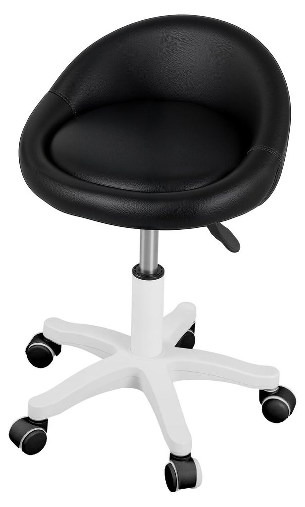 Rollhocker, 360° drehbarer Salonstuhl, ergonomischer Drehsitz, höhenverstellbar, ultraleise Rollen, gepolstertes Kunstlederkissen, für Salon, B...