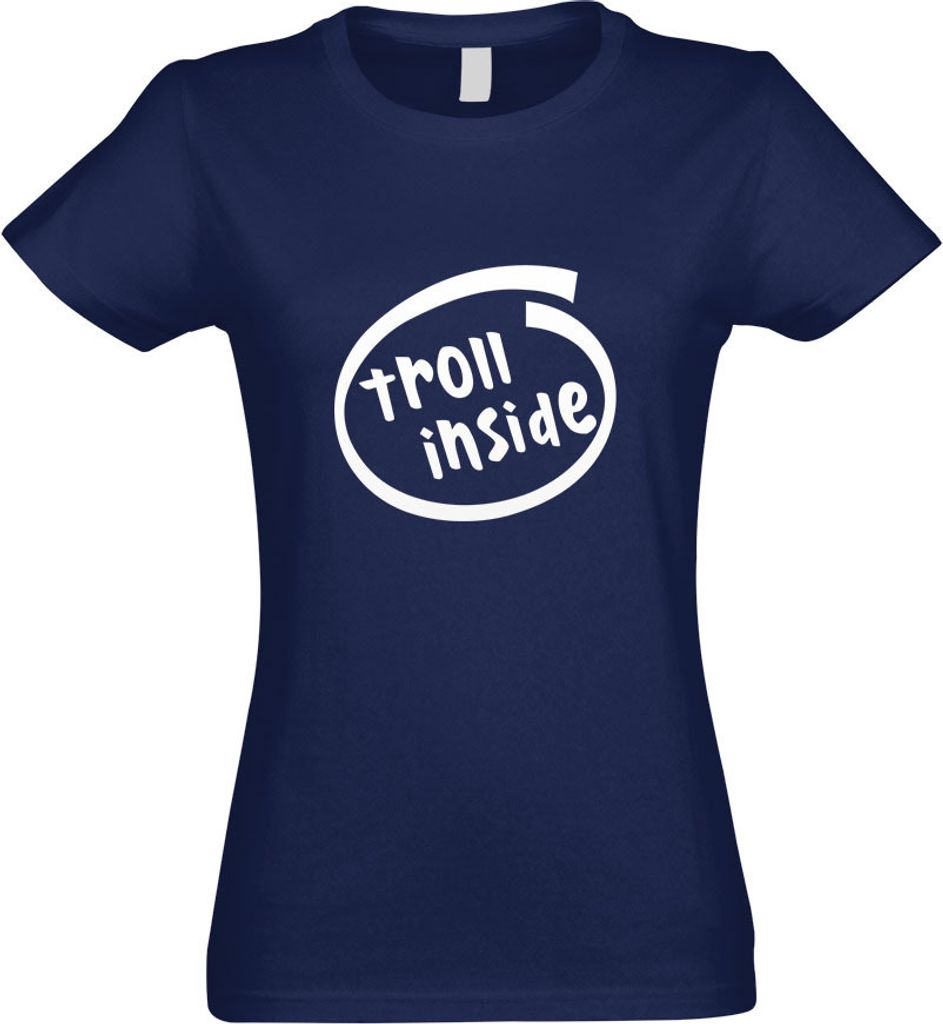 Kiwistar - T-Shirt tailliert - Damen - Navy - Troll Inside - mit Motiv Bedruckt - Funshirt Design - Sport - Freizeit - Damen - L