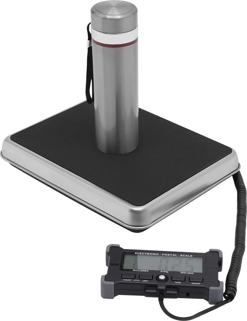 Plattformwaage - Paketwaage - 200 kg Kapazität - 0,05 kg Teilung - Ohne Batterien - Schwarz