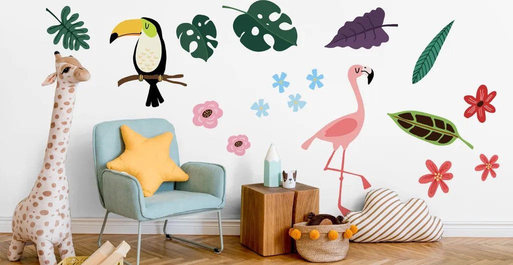 Sticker Mural Oiseaux pour Chambre d'Enfant - Décoration Jungle 250 cm