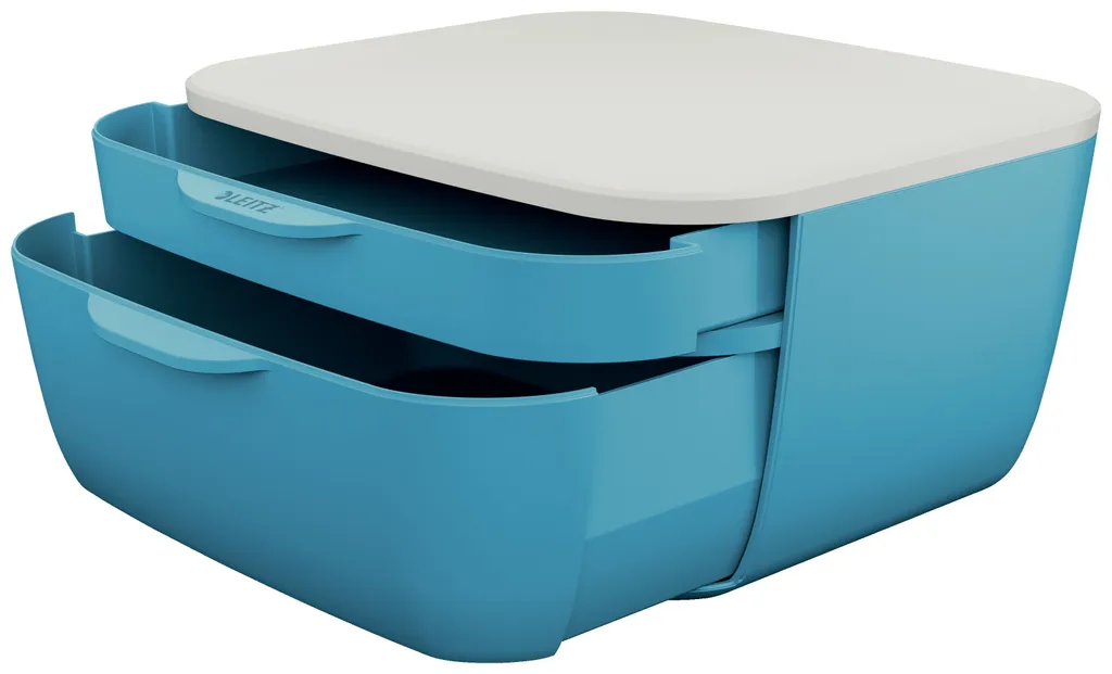Module de Rangement 2 Tiroirs Cosy Leitz Bleu Mat en Polystyrène Rigide