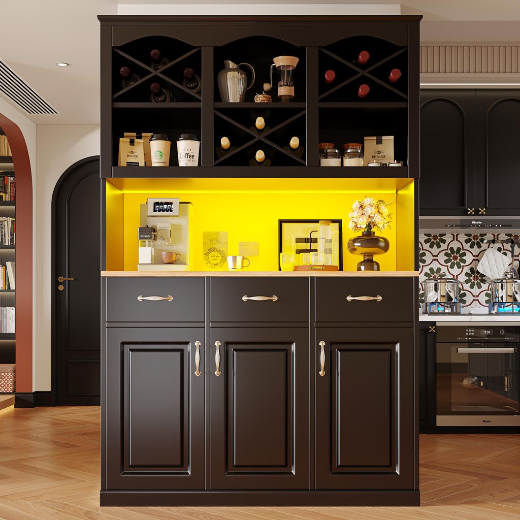 Flieks, colonna da cucina con led, mobile buffet da cucina Immagine del prodotto 