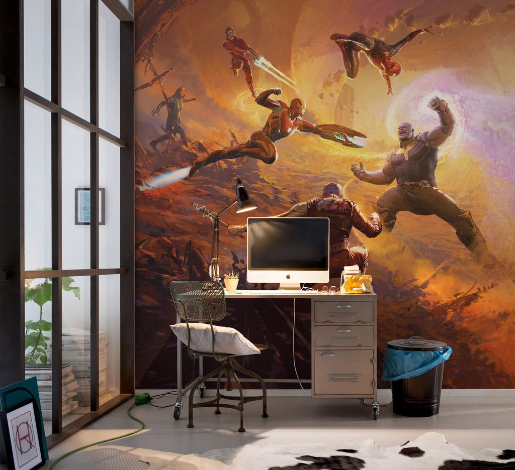 Komar Vlies Fototapete - Avengers Epic Battle Titan - Größe: 250 x 280 cm (Breite x Höhe) - 5 Bahnen, Kinderzimmer, Tapete