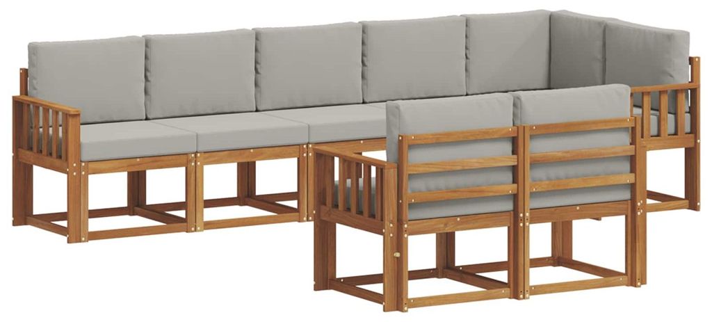 vidaXL Outdoor-Sofagarnitur mit Kissen 8 pcs Natürlich und Hellgrau