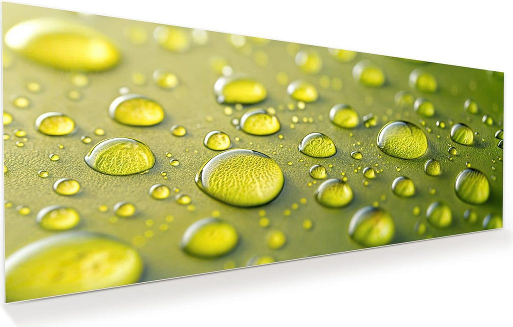 Glasbild 100x40cm in XXL für Wohnzimmer, Schlafzimmer Motiv Wassertropfen anschaulich