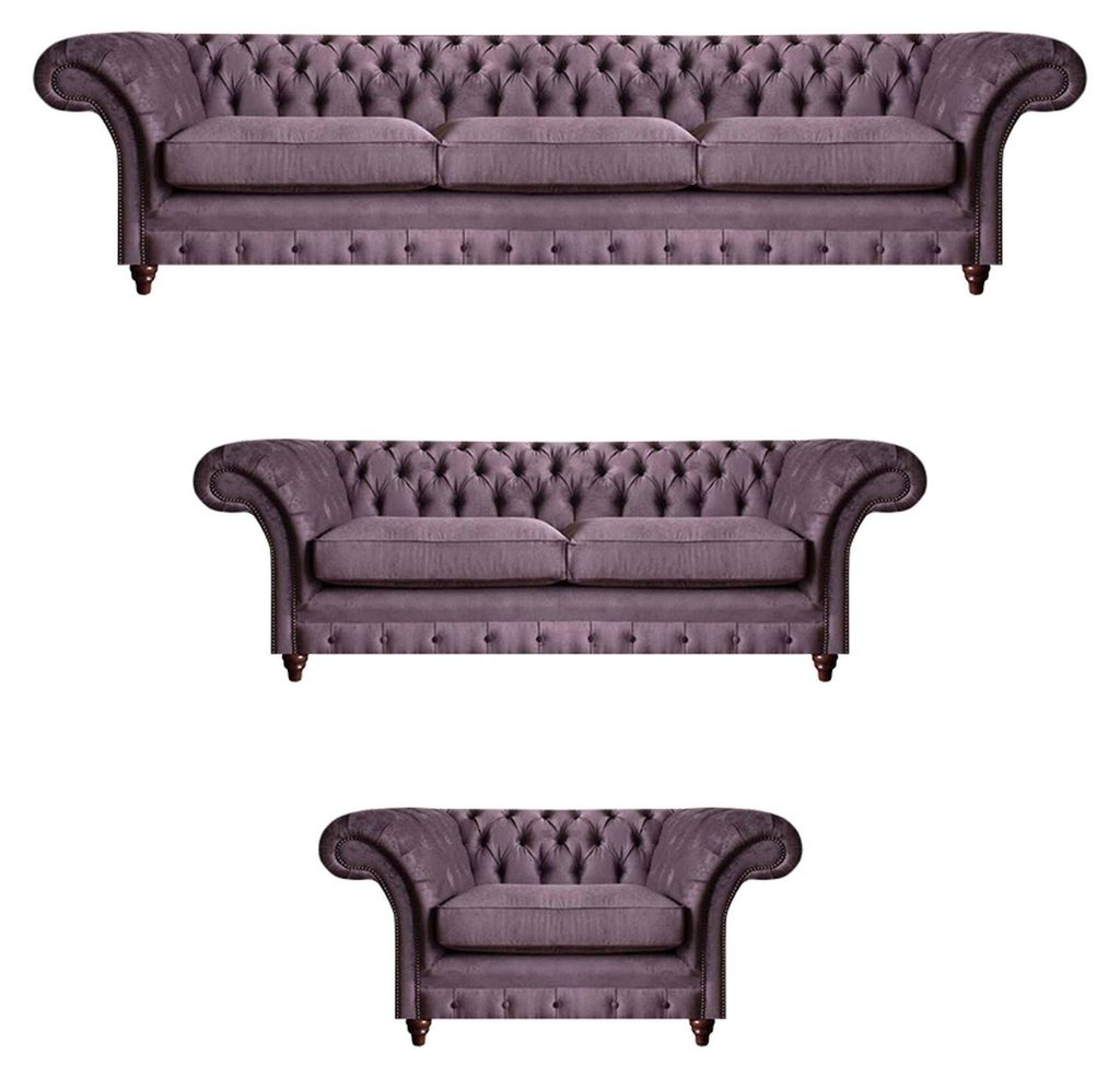 Chesterfield Polstergarnitur Edler Dreisitzer 2-Sitzer Sessel