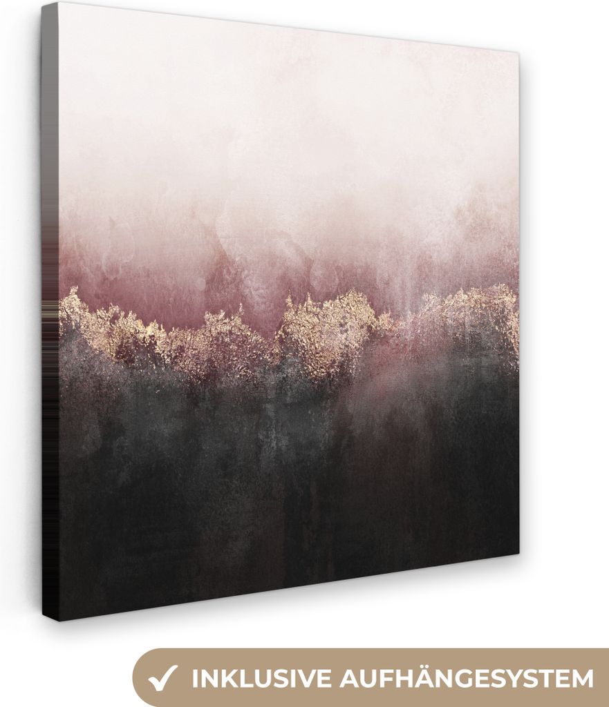 MuchoWow - Leinwandbilder - Glitter - Gold - Abstrakt, Wandbild, Wanddeko Bilder Wohnzimmer, 50x50 cm