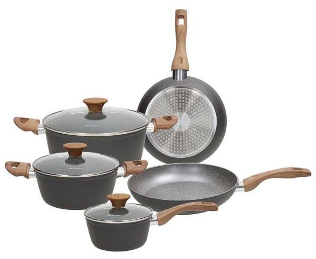 8-teiliges Topf- und Pfannenset, graues Aluminium Produktbild 