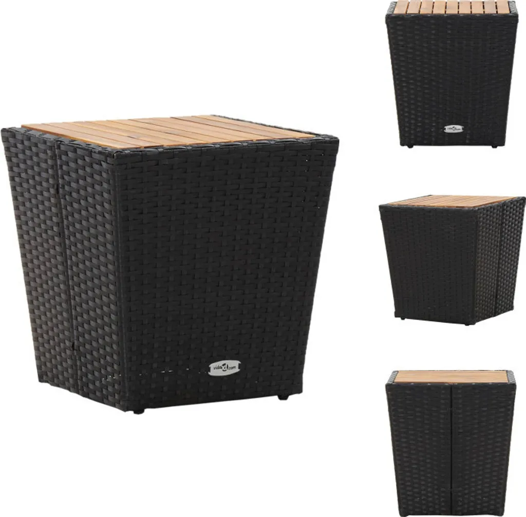 vidaXL Tavolino da Giardino Nero 41,5 cm in Polyrattan e Legno Acacia