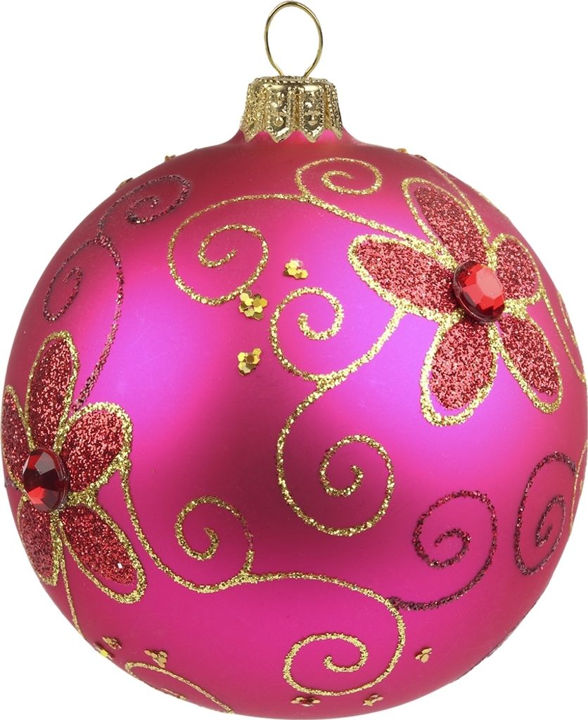 Weihnachtskugel Rosa Blumen Produktbild 