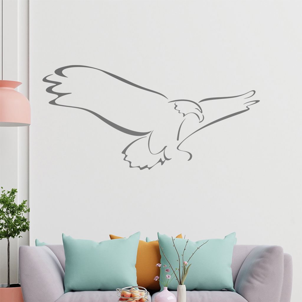 Adler Linien Wandtattoo in 6 Größen - Wandaufkleber Wall Sticker - Dekoration, Küche, Wohnzimmer, Schlafzimmer, Badezimmer