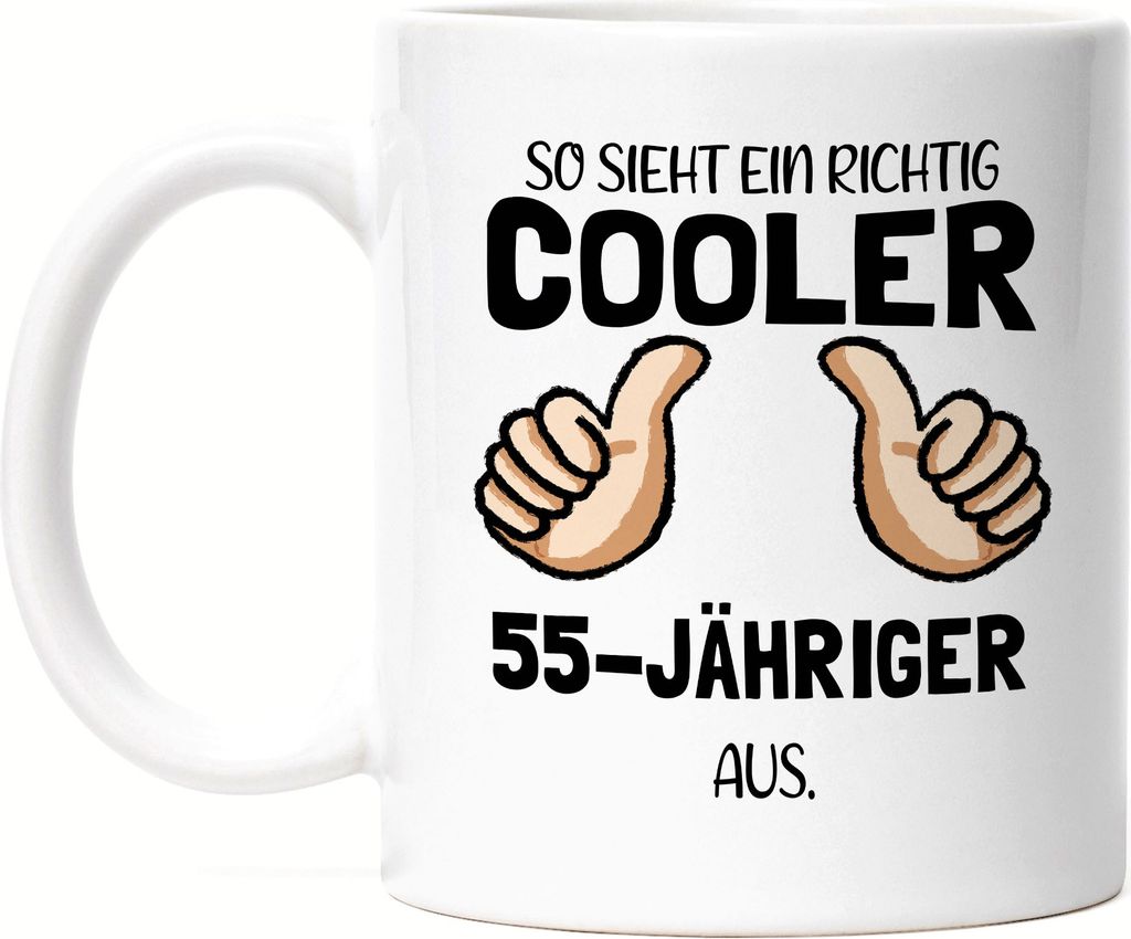 So Sieht Ein Cooler 55-Jähriger Aus Tasse Daumen Hoch Humorvolle Geschenkidee Runder 55. Geburtstag