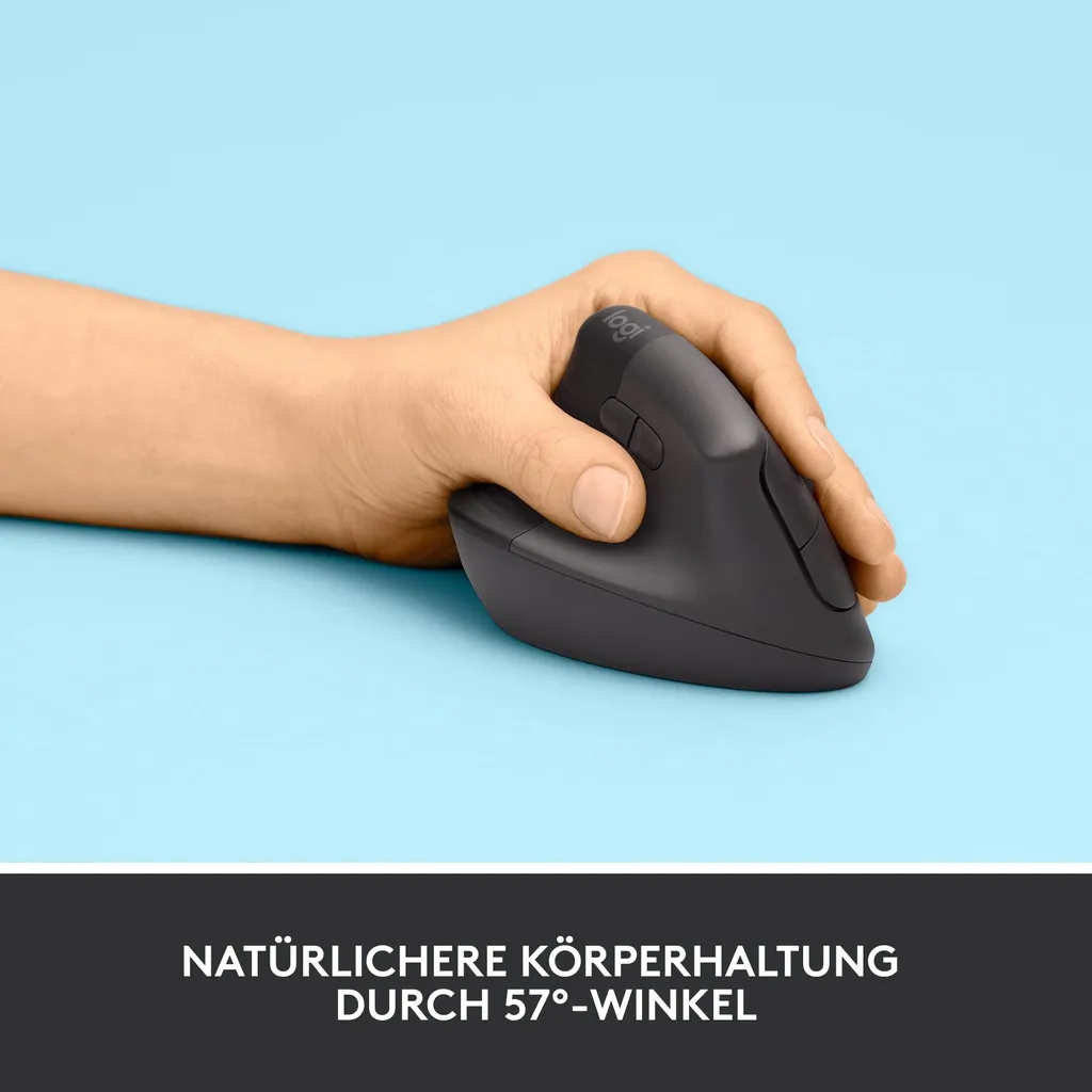Logitech Lift Vertical Ergonomic Mouse - Souris verticale sans fil Graphite - 14