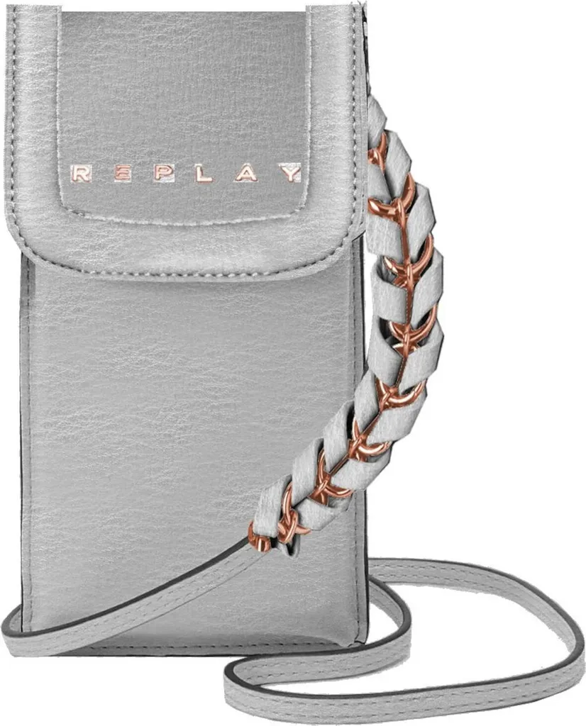 Porta Cellulare REPLAY Argentato - Borsa a Tracolla Silver Minimal