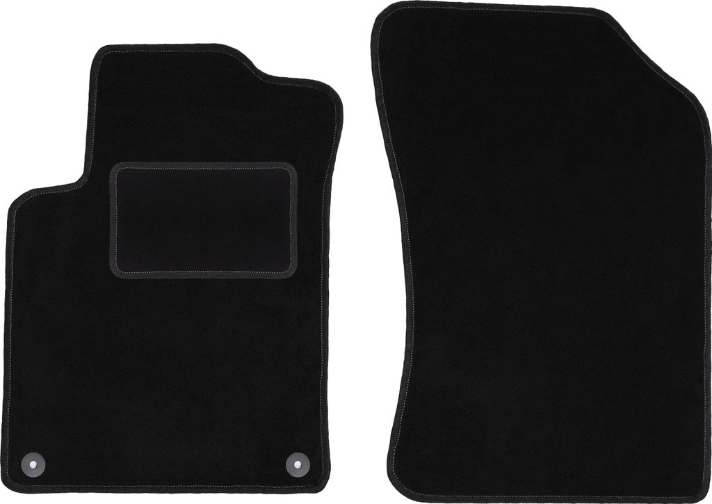 Velours-Fußmatten Vorne passend für Citroen C3 II (Schrägheck, Bj. 2009-2016) – schwarz, passgenau, mit Befestigungen set 2 Stk. - STANDARD