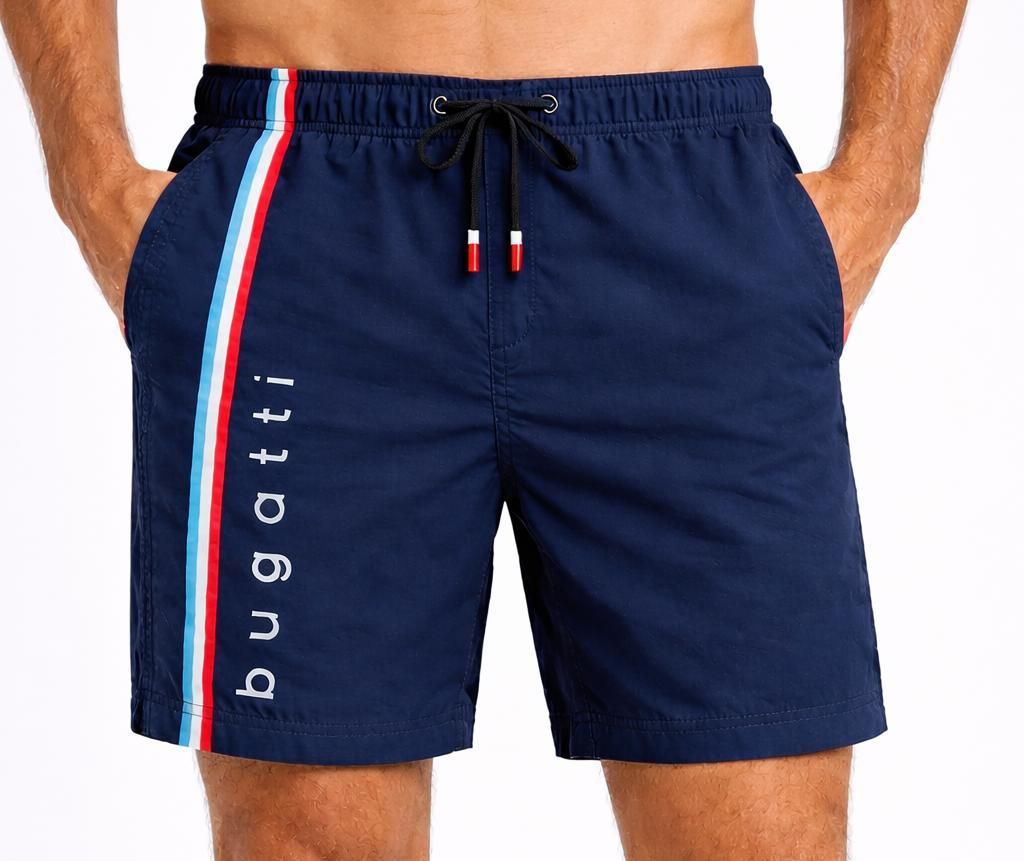 Bugatti - Badeshorts / Badehose Herren in marineblau / navy mit Seitenstreifen in Größe XXXL 3XL