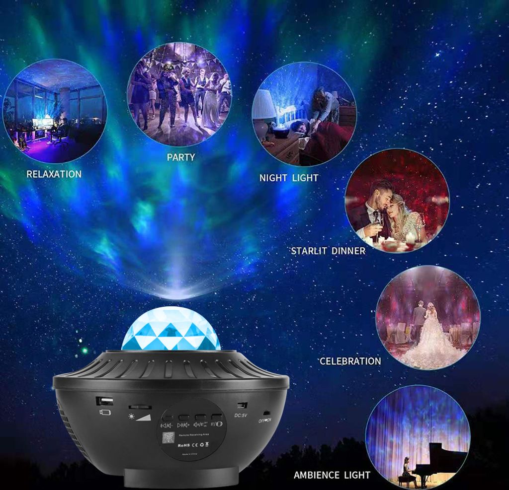 ROSNEK Musik LED Projektor Sternenhimmel Lampe mit Produktbild 10