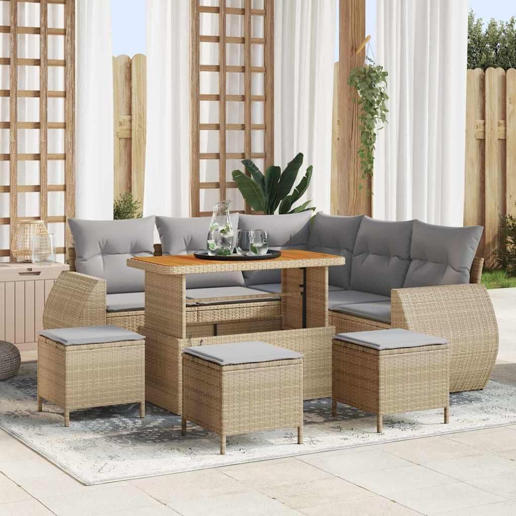 Maison Exclusive - Gartensofa-set 9 pcs Beige Poly-Rattan