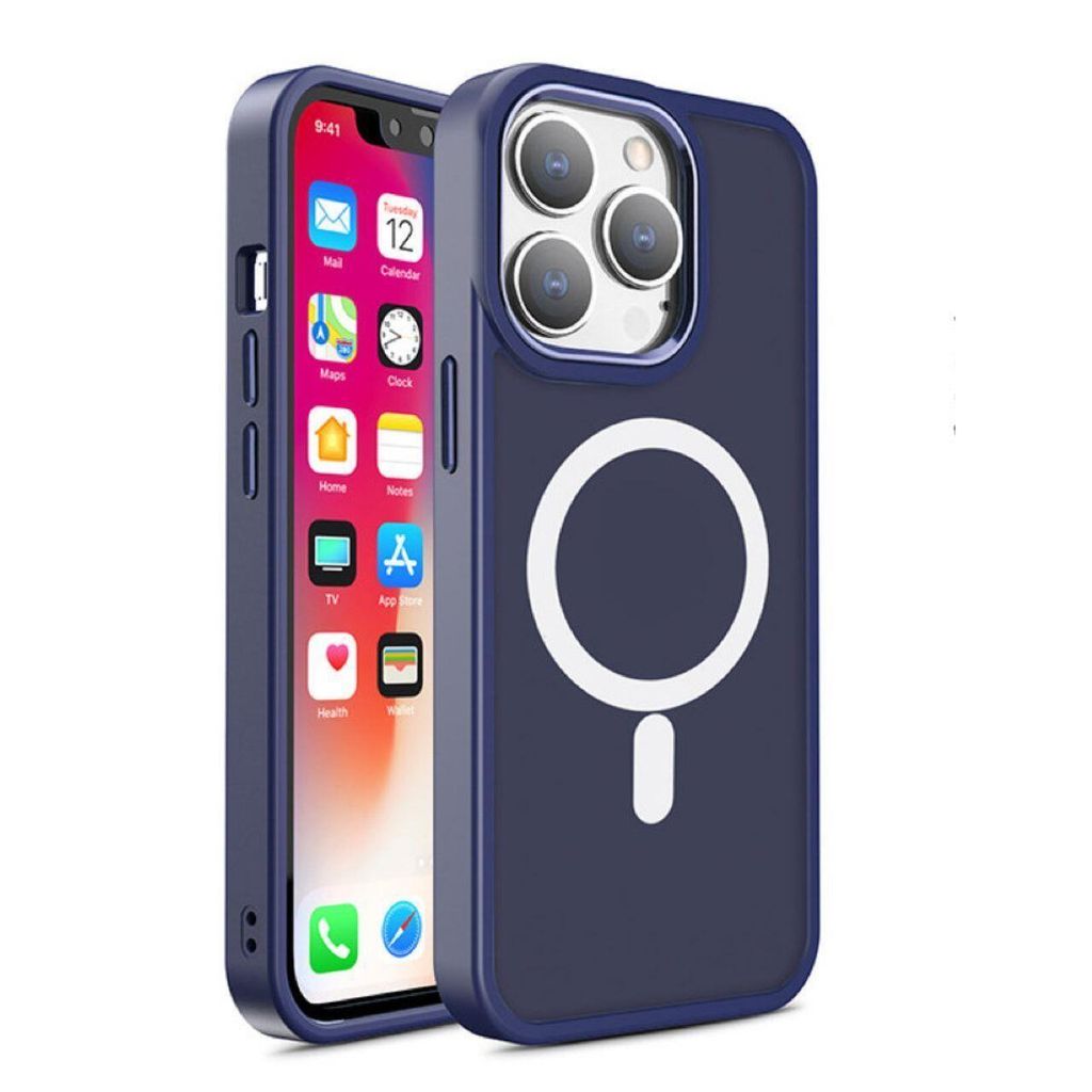 HQWear Color Matte Hlle fr iPhone 15 Pro Max, kompatibel mit MagSafe, Dunkelblau